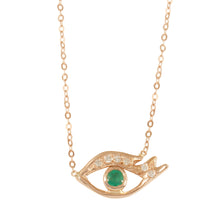 Load image into Gallery viewer, Emerald Eye Necklace w/ Diamond Pavé Lashes
