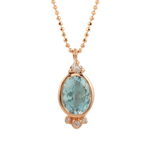 Load image into Gallery viewer, Oval Aquamarine w/ Diamond accents Necklace.