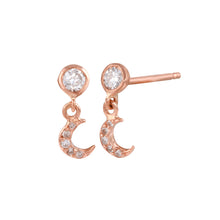 Load image into Gallery viewer, Twinkling Pavé Crescent Moon dangle Earring
