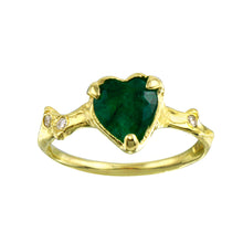 Load image into Gallery viewer, Emerald Heart with Twinkling Diamond Thorns Ring