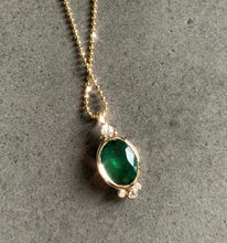 Load image into Gallery viewer, Oval Emerald w/ Diamond Accent Necklace