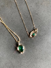 Load image into Gallery viewer, Emerald Eye Necklace w/ Diamond Pavé Lashes