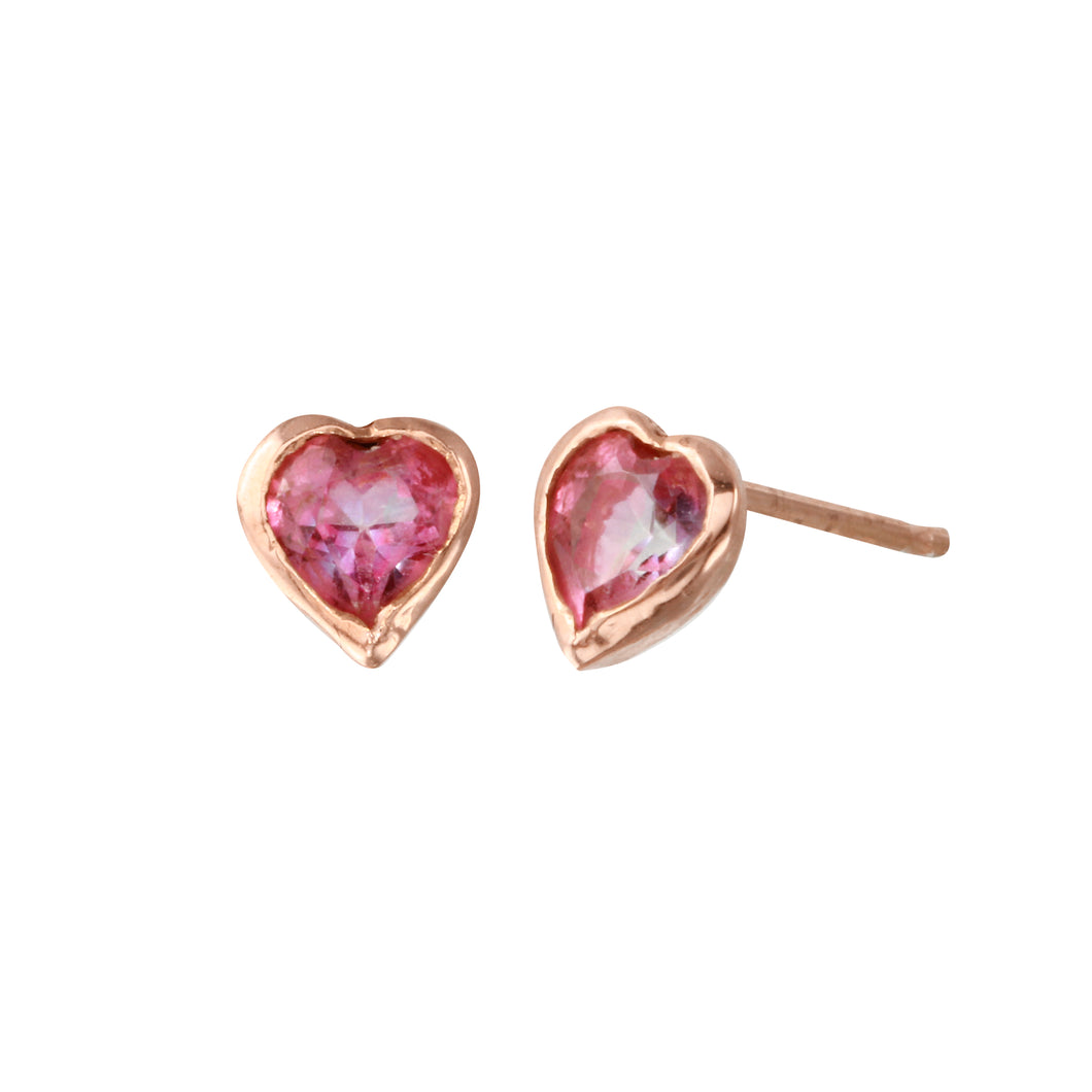 Pink Topaz Heart Earrings