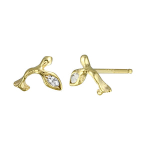 Curved Twig Marquise Diamond Earring