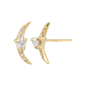 Pavé Diamond Crescent Moon Stud