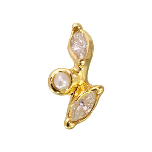 Marquise Diamond Leaf w/ Single Pearl earring