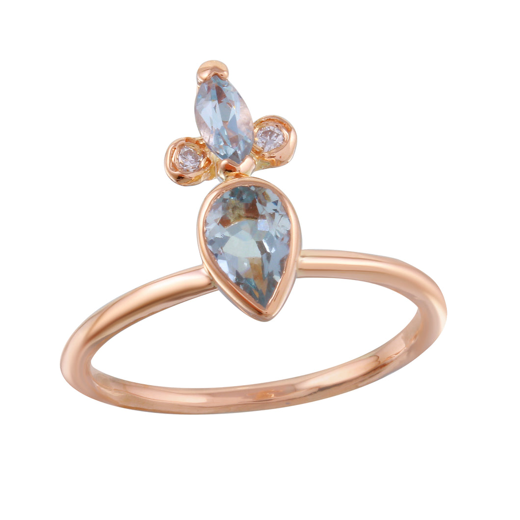 Pear & Marquise Aquamarine w/ Diamonds Ring