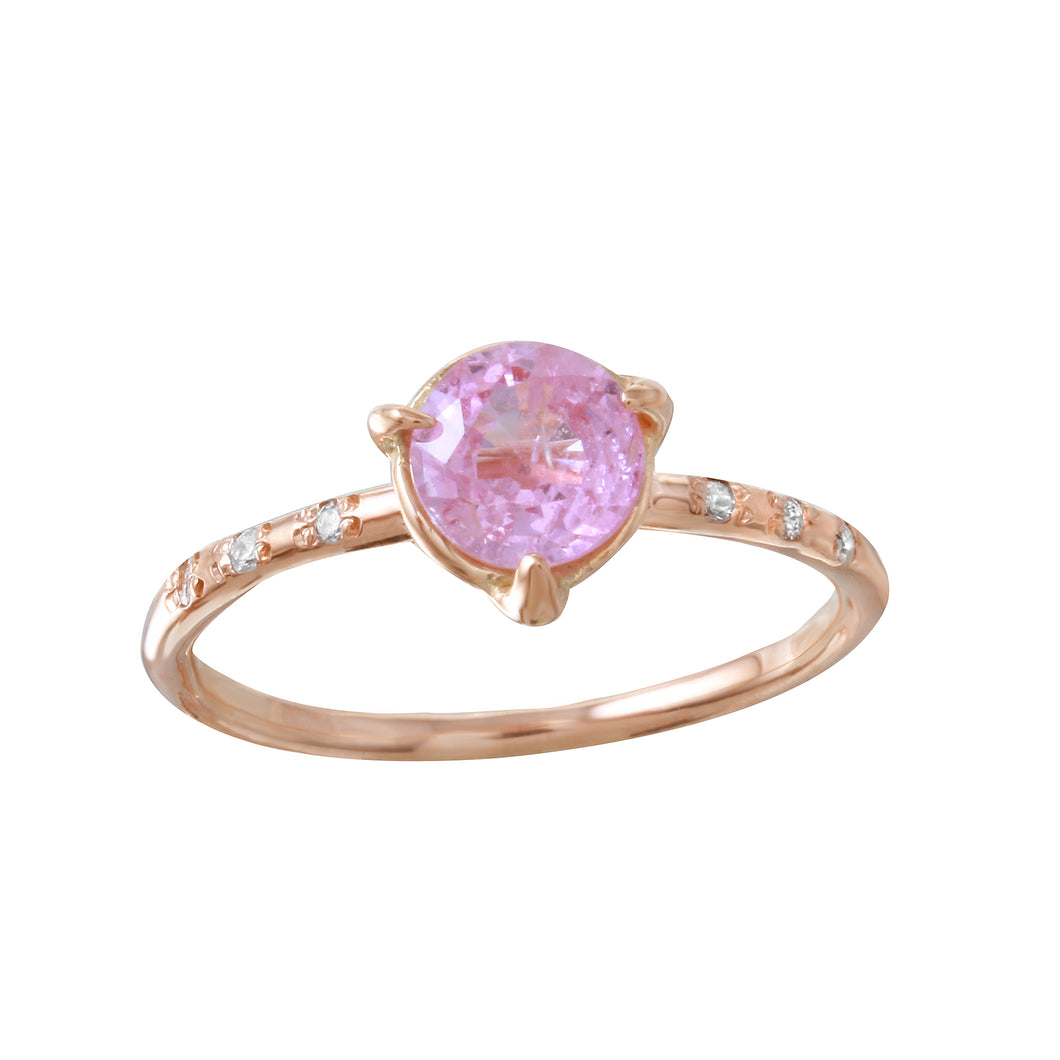 Pink Sapphire w/ Diamond Pavé Ring
