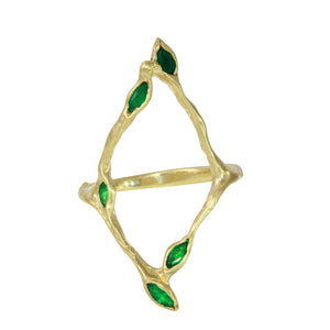 Diamond Shaped Marquise Emerald Ring