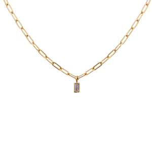 Baguette Diamond Box Link Chain Necklace