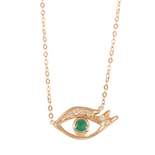 Load image into Gallery viewer, Emerald Eye Necklace w/ Diamond Pavé Lashes
