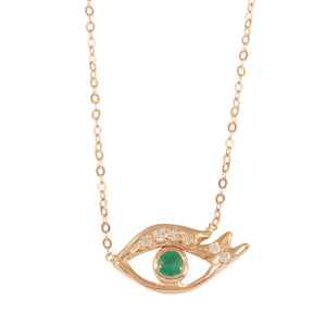 Emerald Eye Necklace w/ Diamond Pavé Lashes