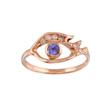 Load image into Gallery viewer, Violet Eye w/ Diamond Lashes Ring
