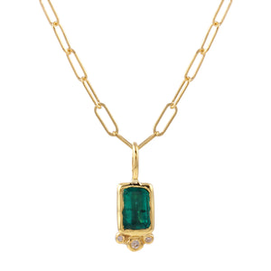 Rectangle Emerald & Diamond Necklace