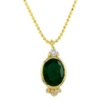 Load image into Gallery viewer, Oval Emerald w/ Diamond Accent Necklace
