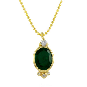 Oval Emerald w/ Diamond Accent Necklace