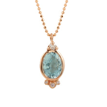 Load image into Gallery viewer, Oval Aquamarine w/ Diamond accents Necklace.

