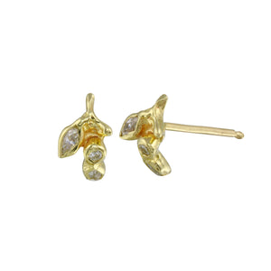 Gold Stem w/ Diamond Marquise Half Hoop Earring