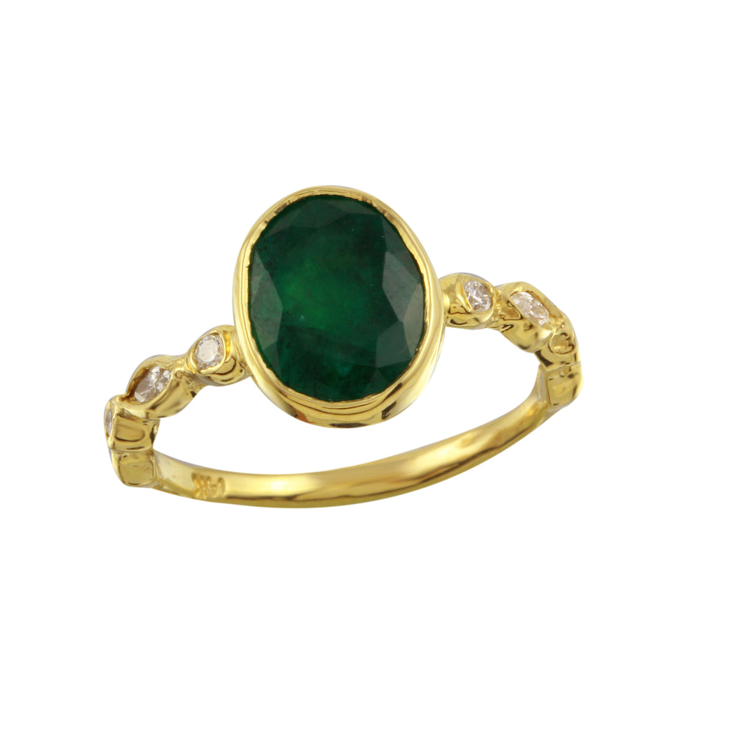 Oval Emerald on Marquise & Round Diamond Band
