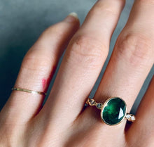 Load image into Gallery viewer, Oval Emerald on Marquise &amp; Round Diamond Band
