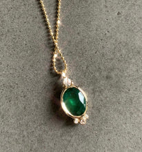 Load image into Gallery viewer, Oval Emerald w/ Diamond Accent Necklace
