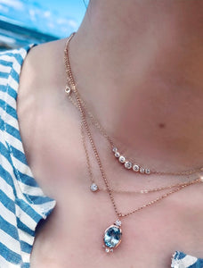 Oval Aquamarine w/ Diamond accents Necklace.