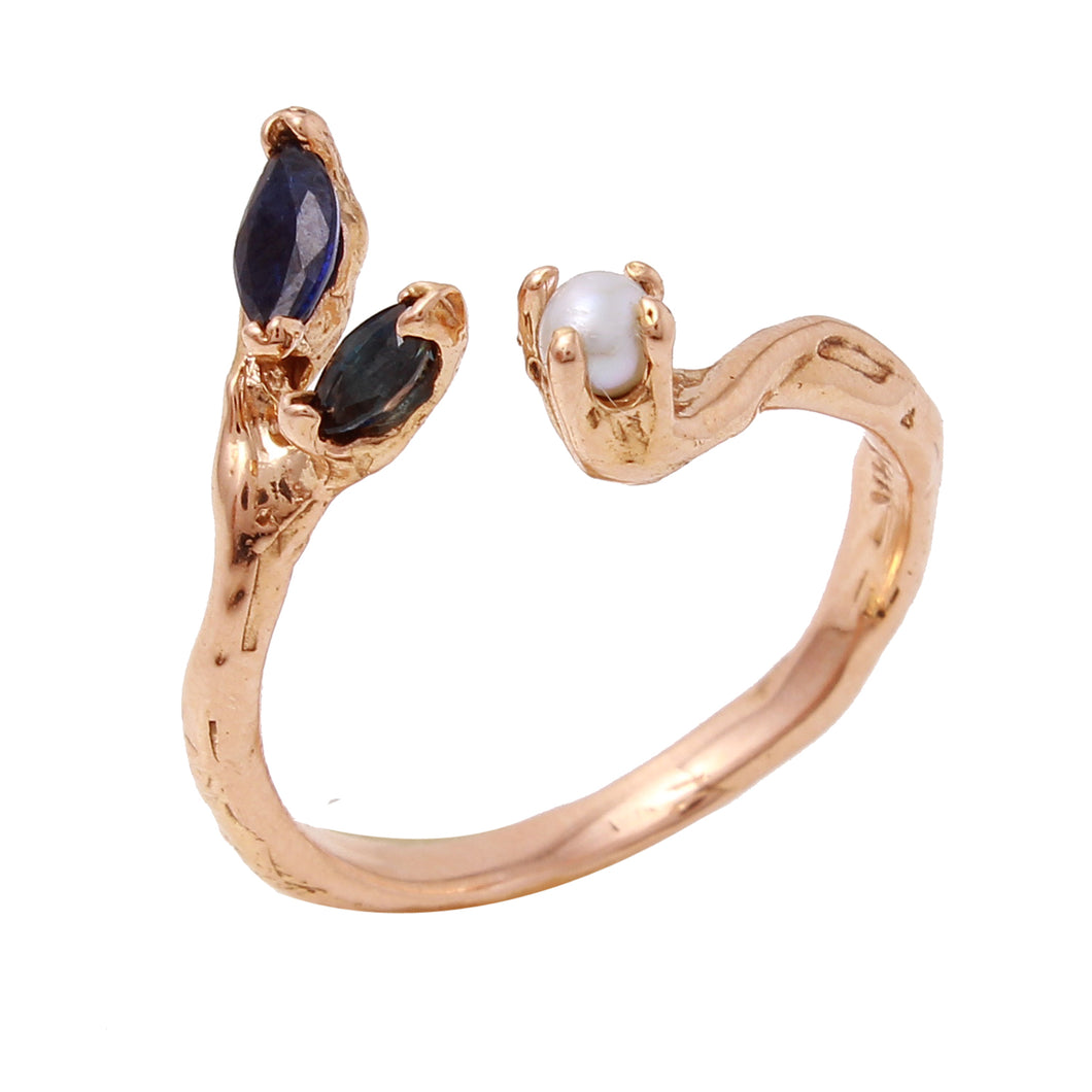 Sapphire & Pearl Open Ring
